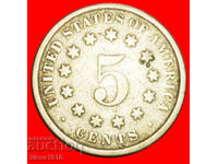 NOT WITH RAYS (1866-1883): USA★5 CENTS 1882 SHIELD UNCOMMON