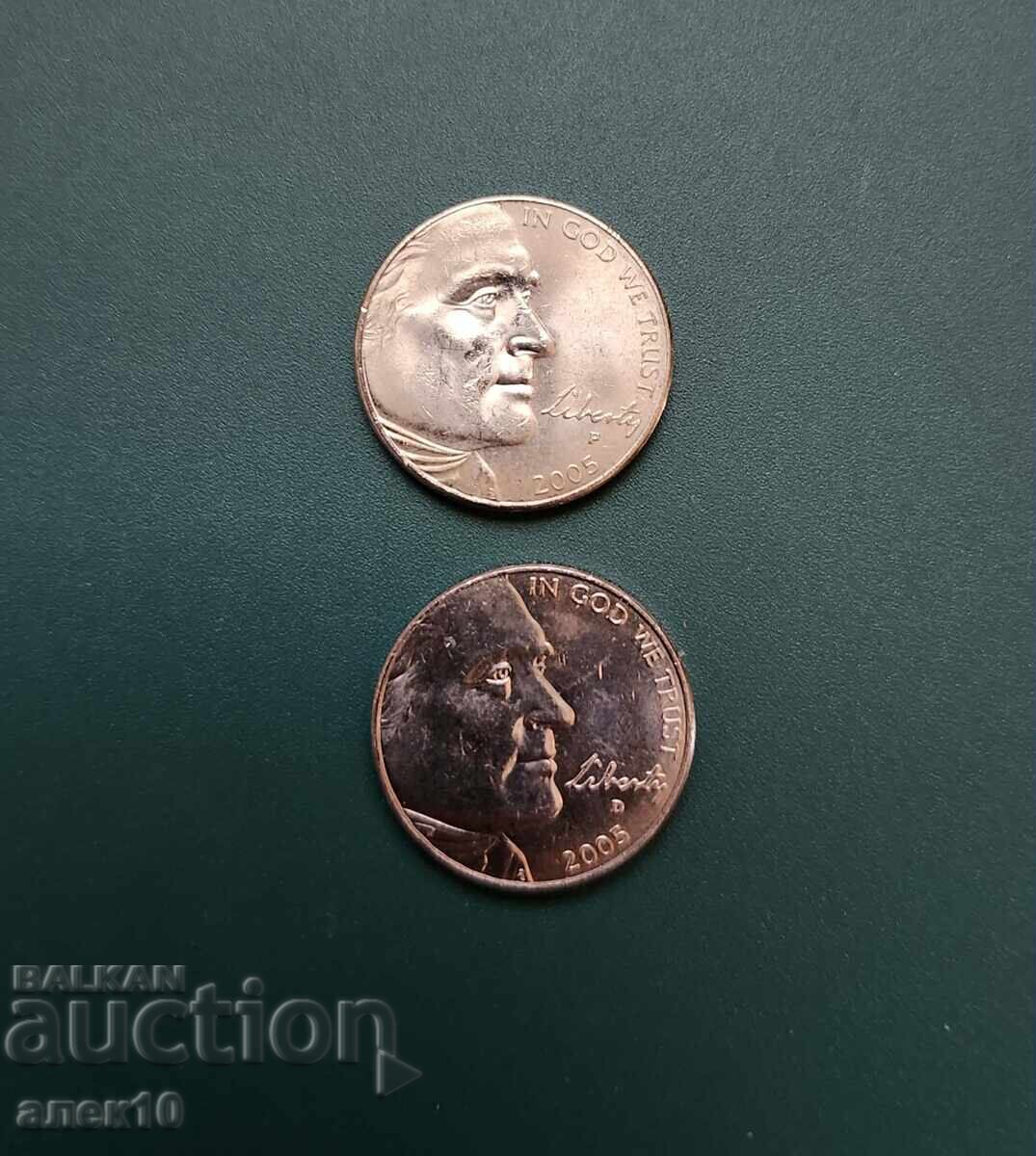 SUA 5 cenți Buffalo 2005 P, D cu preț € 0.40 | 0.78 BGN