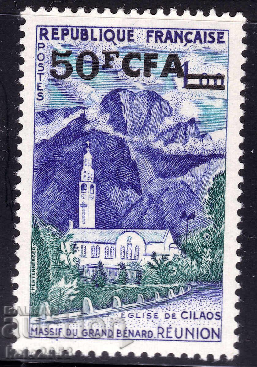Franța/Reunion-1960-Supratipar "CFA" pe marcă franceză Biserică, MNH