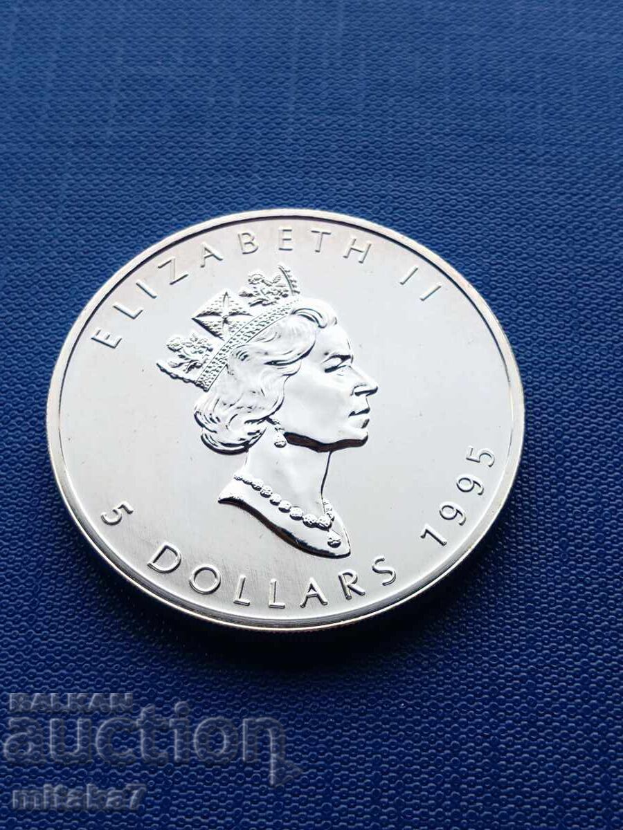 Monedă din argint Frunză de arțar 9999, 1995 cu preț € 136.00 | 265.99 BGN