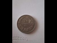 20 stotinki coin 1913 Bulgaria