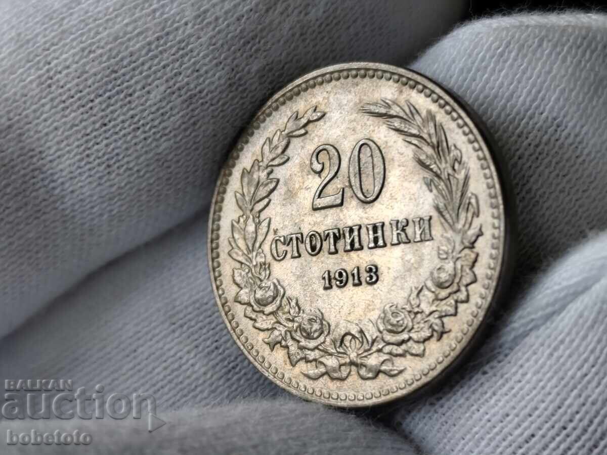 Monedă BZC 20 stotinki 1913