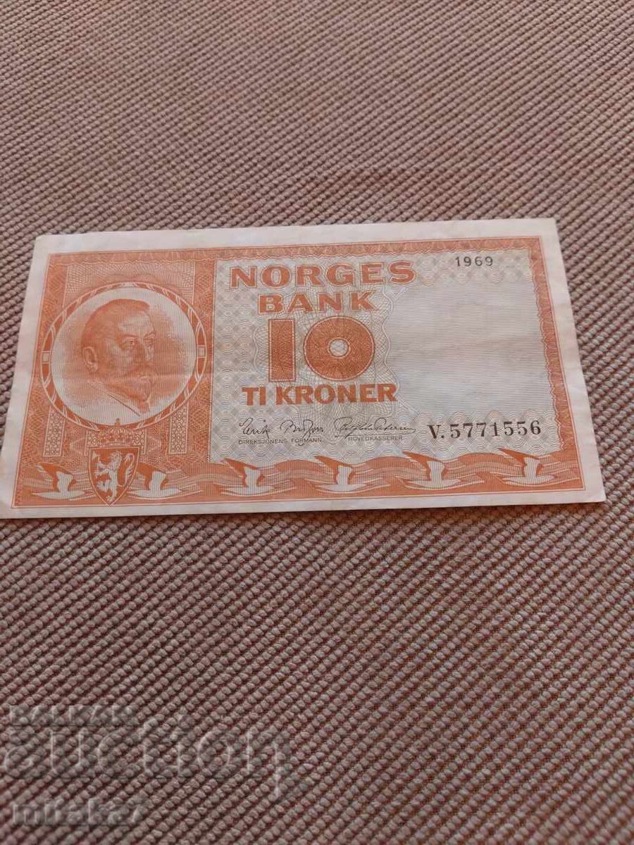 10 coroane 1969, Norvegia