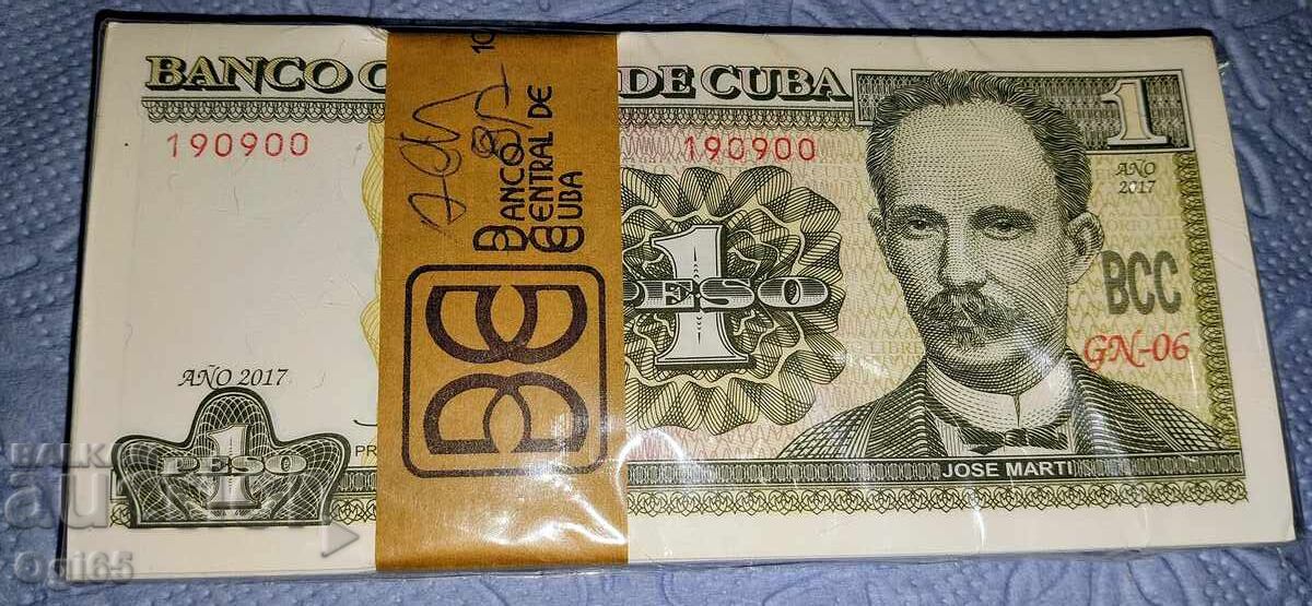 UNC. Bancnotă din Cuba 1 Peso 2017
