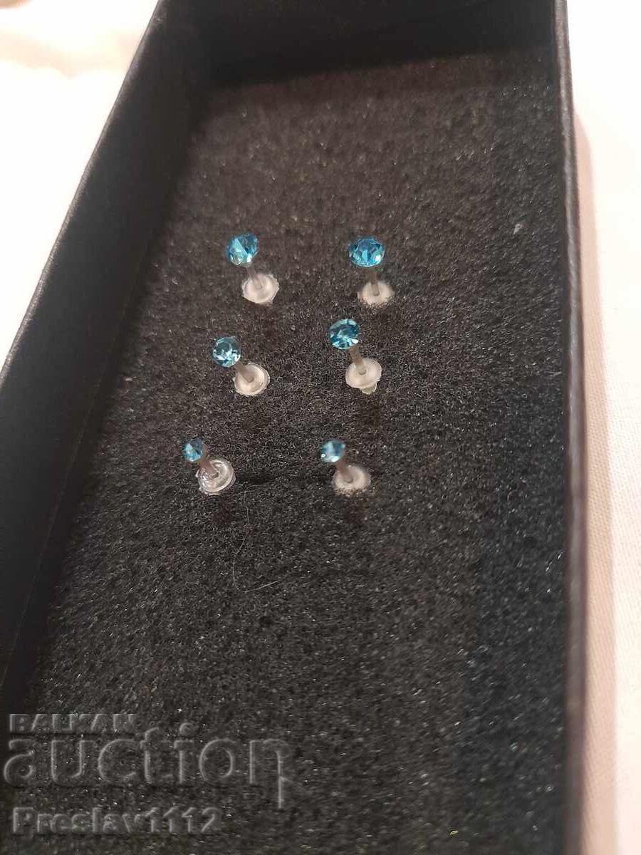 Lot of Piercing Earrings with Blue Zircons with price € 0.01 | 0.02 BGN
