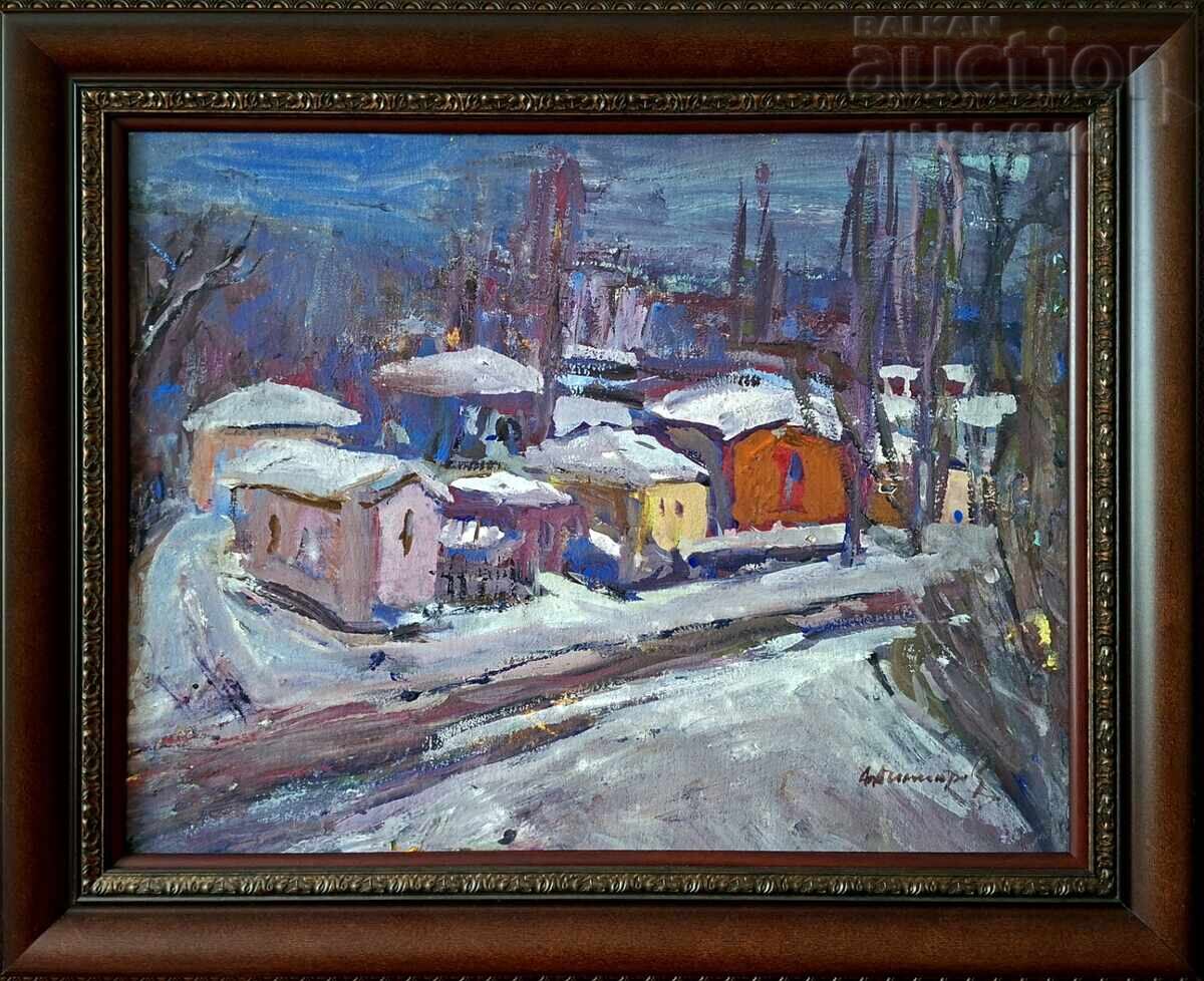 Picture, landscape, houses, art. Al. Dimitrov, 1980s.