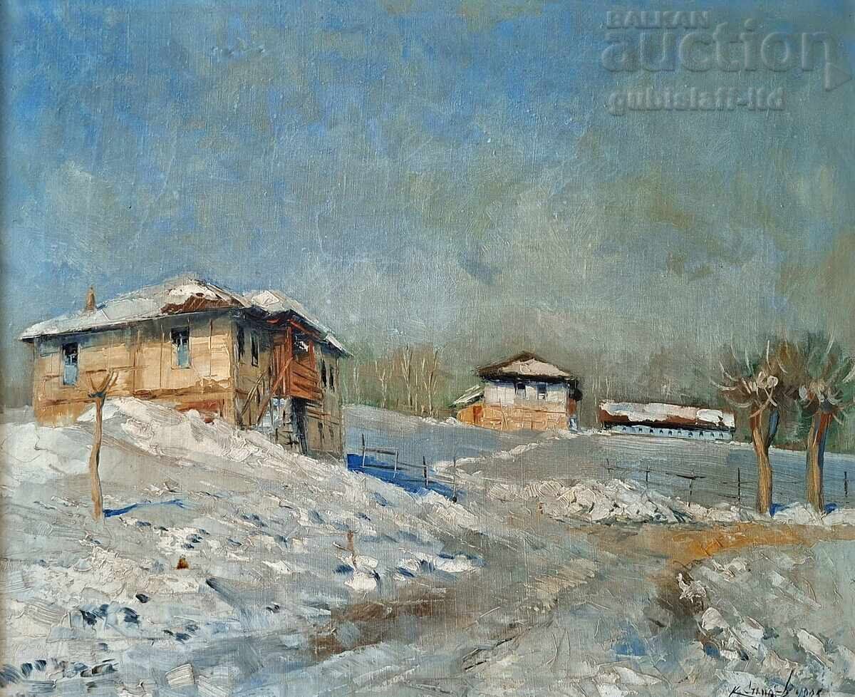 Tablou "Iarnă", pictor Kostadin Stanoev (Kosta), 1995 cu preț € 720.00 | 1408.20 BGN