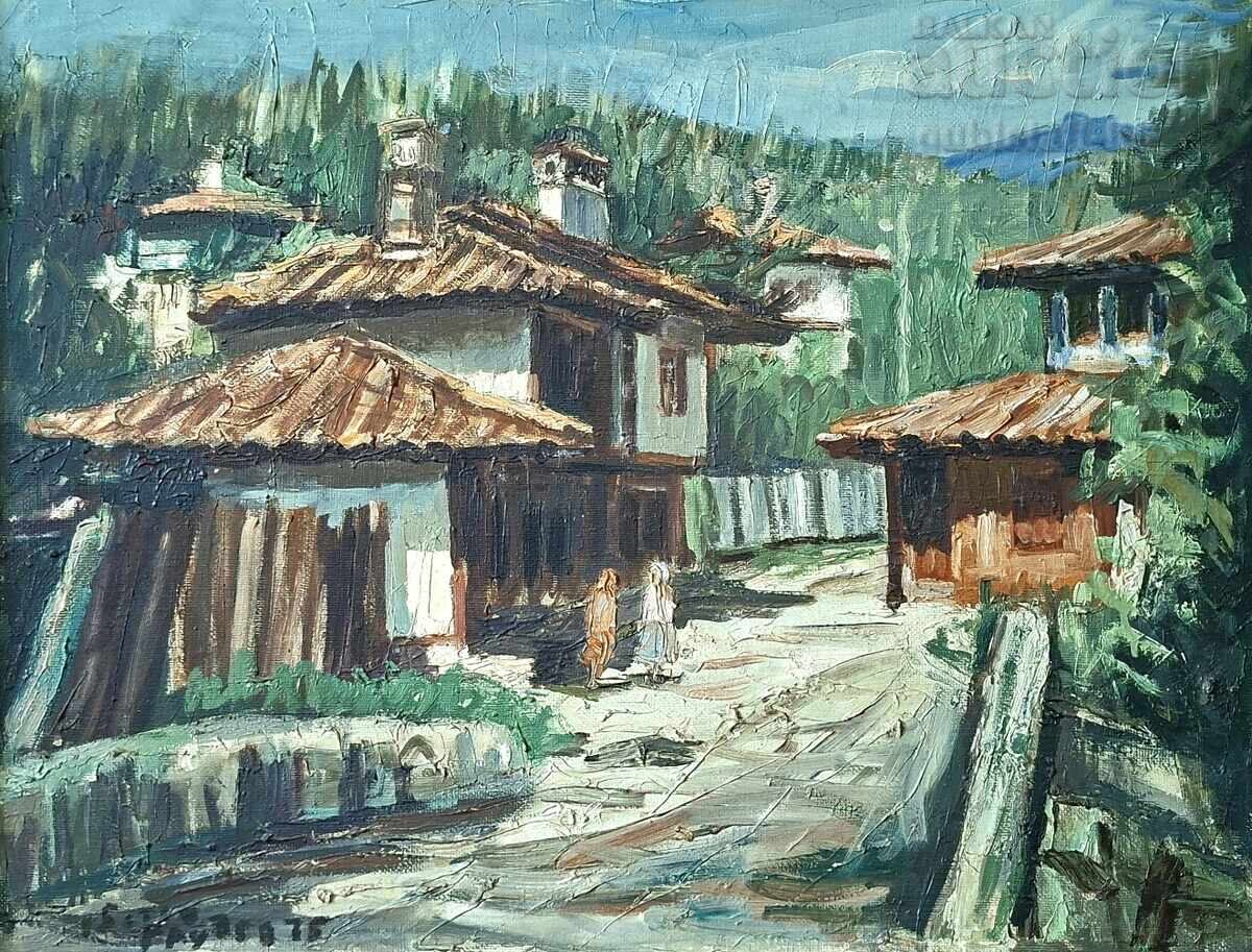 Tablou, case vechi, 1975, pictor B. Grudev (1928-2018) cu preț € 1600.00 | 3129.34 BGN