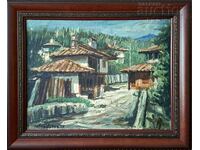Painting, old houses, 1975, artist B. Grudev (1928-2018)