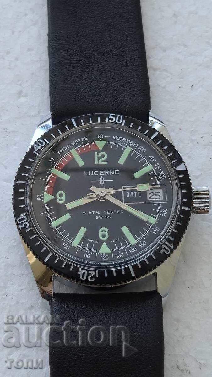 LUCERNE SWISS MADE DIVER WORKS NO WARRANTY BZC !!!!!