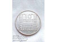 Monedă veche franceză din argint 10 Francs 1930