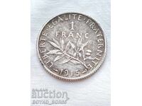 Monedă veche franceză din argint 1 Franc 1915