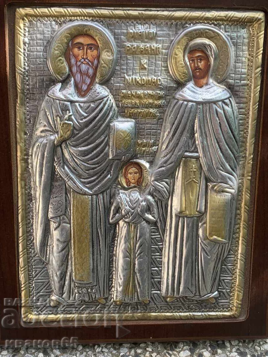 Licitație Icoană cu Sfinții Rafail, Nicolae și Irina