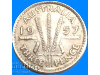 3 Pence 1957 Australia argint