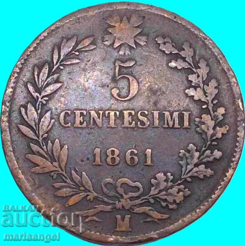 5 centesimi 1861 Italia M - Milan Victorio Emanuele III - 7