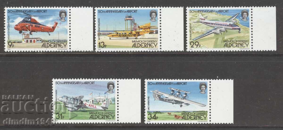 Guernsey 1985 - 50 de ani de transport aerian, serie completă, neștampilată