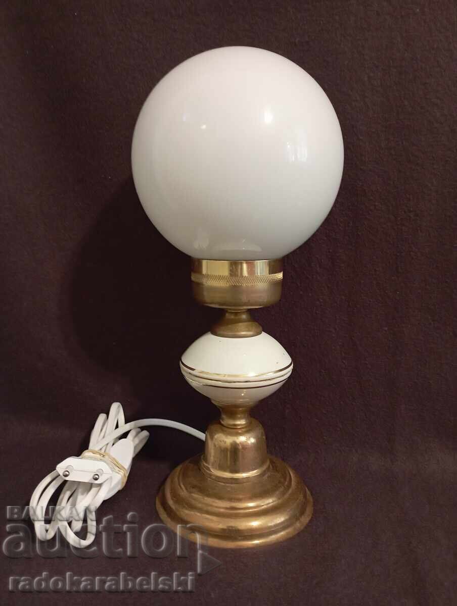 Two brass and porcelain lamps with white glass shades with price € 29.90 | 58.48 BGN