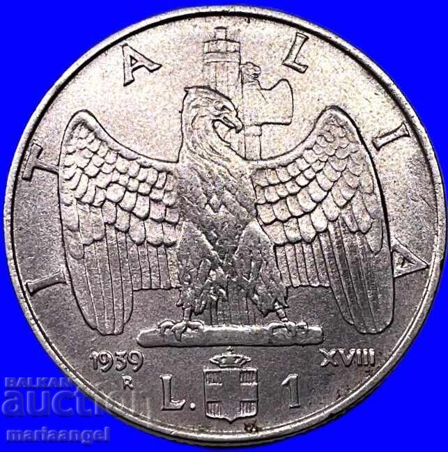 1 Liră 1939 (XVIII) Italia Vultur - standard