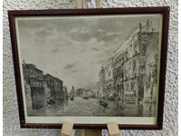 VENEȚIA CANALE TABLOU VECHI REPRODUCERE GRAFICĂ RAMĂ