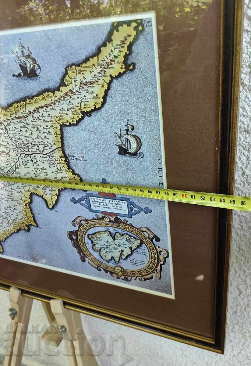 Livrarea REPRODUCERE MARE A UNEI PICTURI MEDIEVALE HARTĂ CIPRU RAMĂ