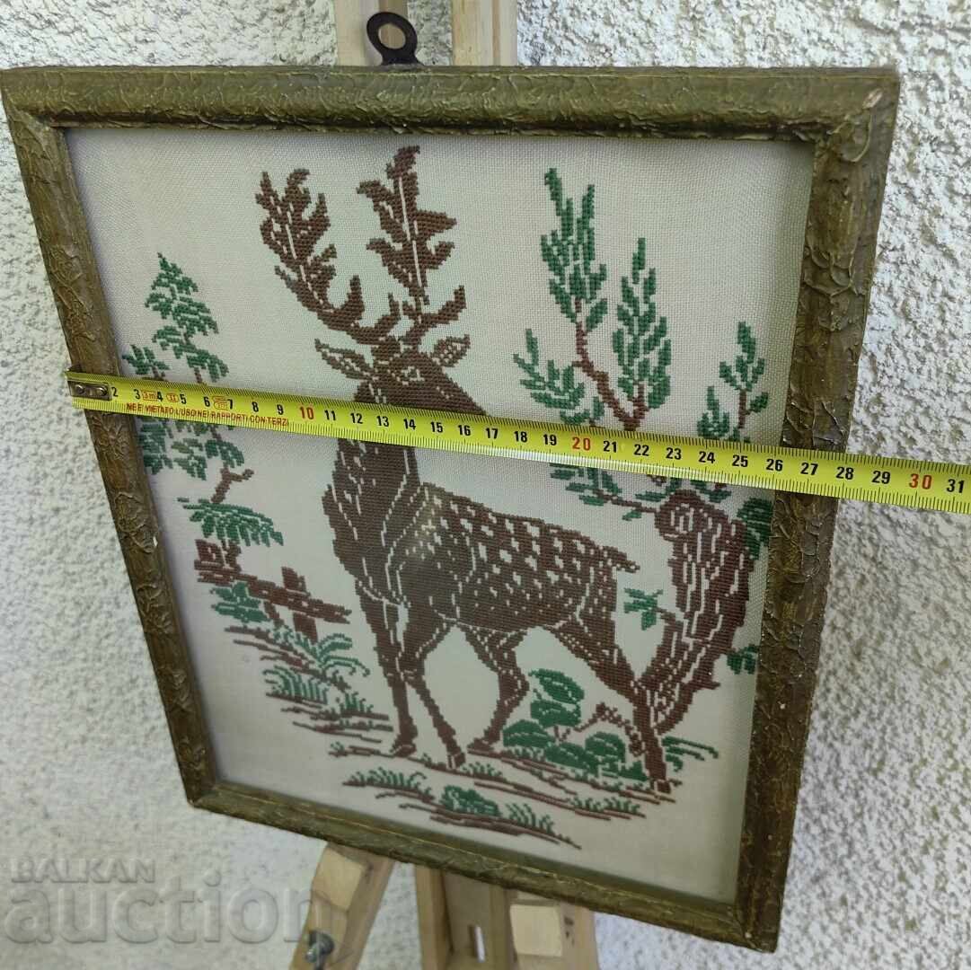 Livrarea GOBELIN VECHI CERB RAMĂ TABLOU