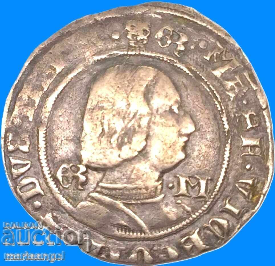 Groso da 4 soldi Milano Italia Galeazzo Maria Sforza argint - 6