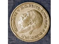 Стара Сребърна монета от Великобритания 6 Пенса 1931 година