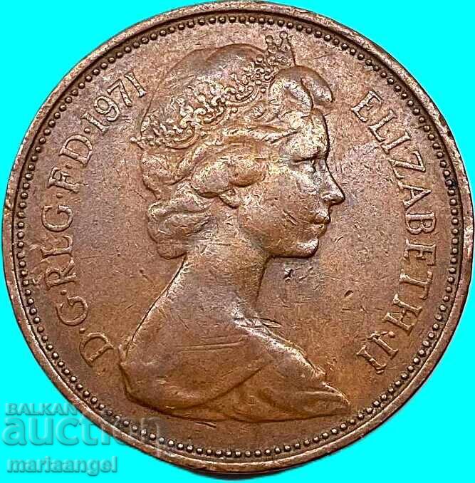 2 noi pence 1971 Marea Britanie Victoria 7,26g bronz - 6