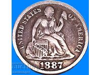 1 δεκάρα 1887 ΗΠΑ 10 σεντς Liberty ασήμι