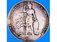 Florin 1906 Marea Britanie 2 șilingi 11,18g Eduard VII argint