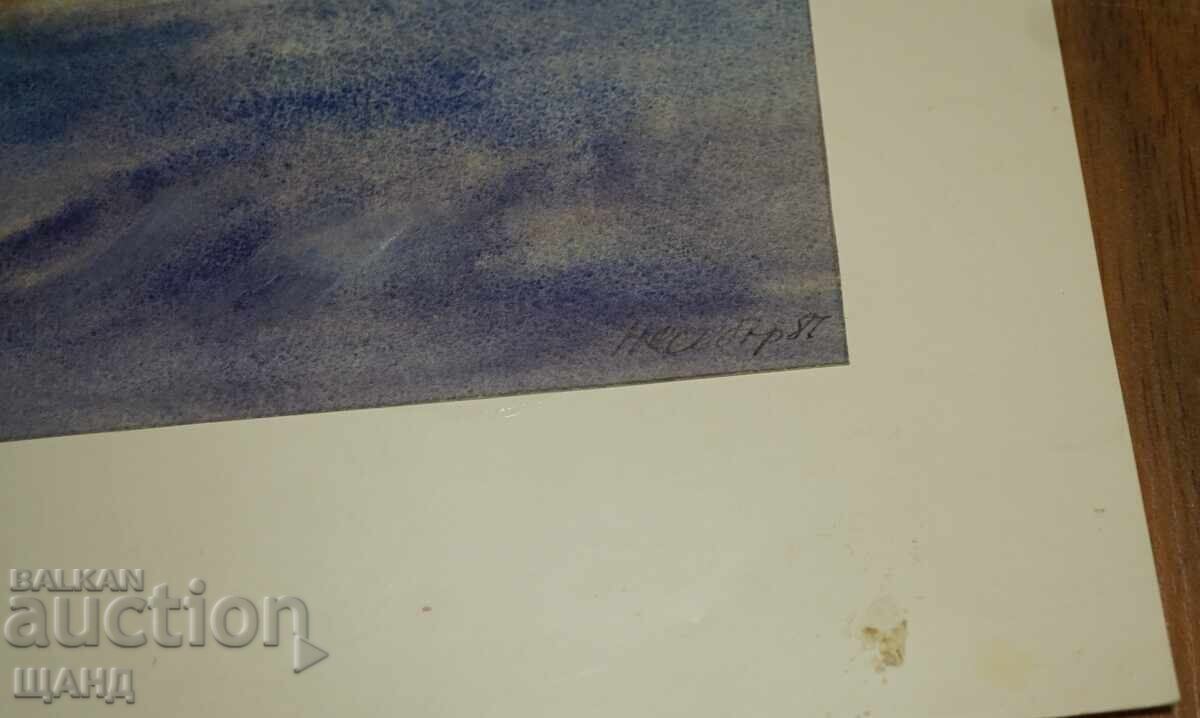 Old master drawing painting watercolor landscape Nessebar with price € 2.45 | 4.79 BGN