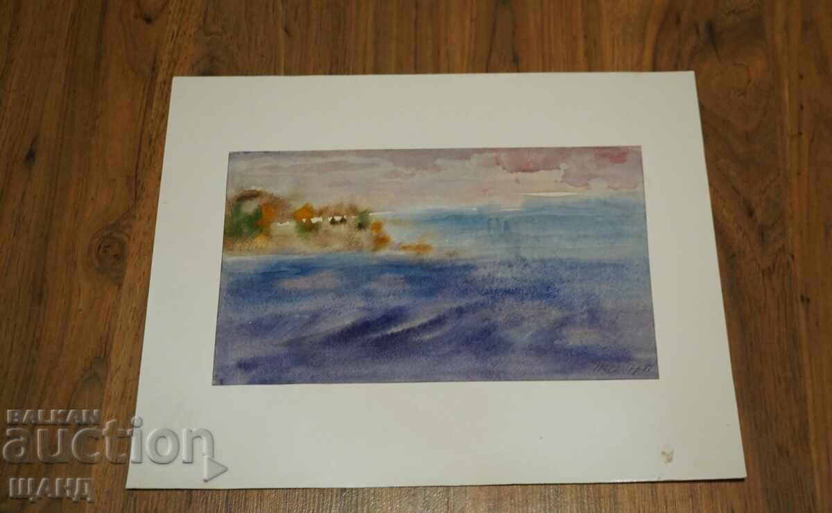 Old master drawing painting watercolor landscape Nessebar