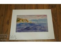 Old master drawing painting watercolor landscape Nessebar