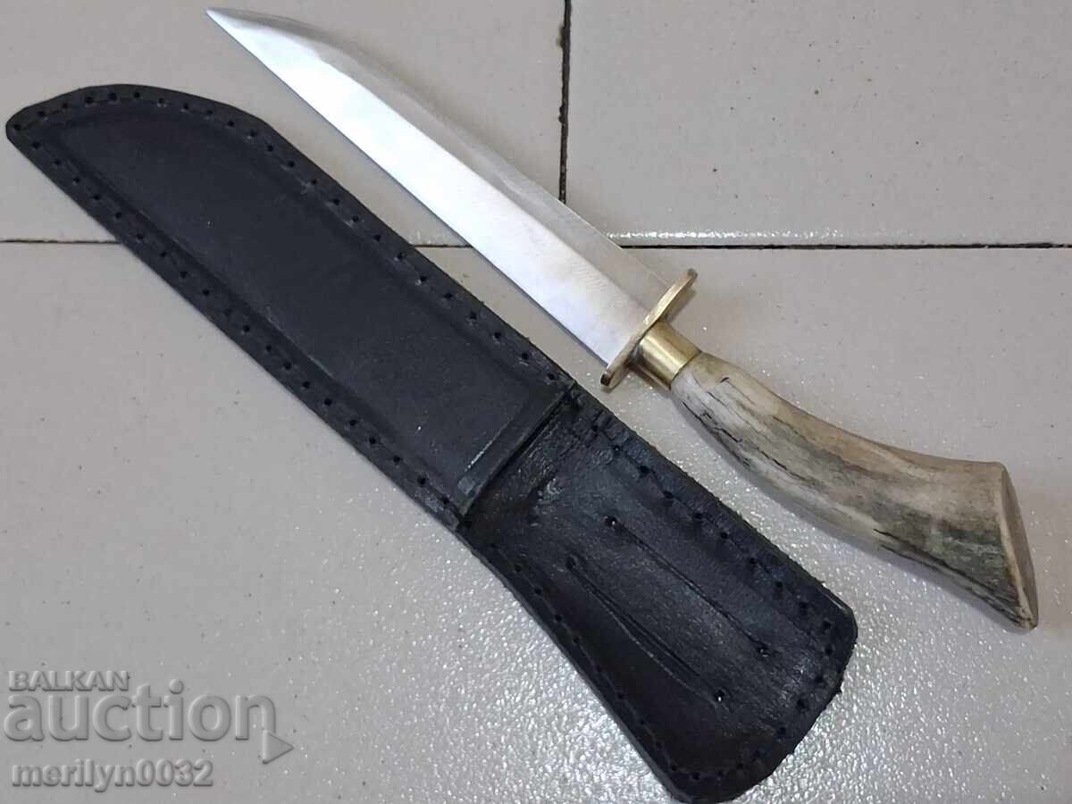Ловен нож с кания, дръжка от еленов рог - 7