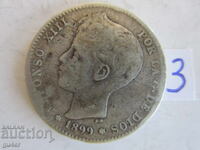 ❌Spain/1 peseta 1899/No 3/silver 0.835/ORIGINAL❌