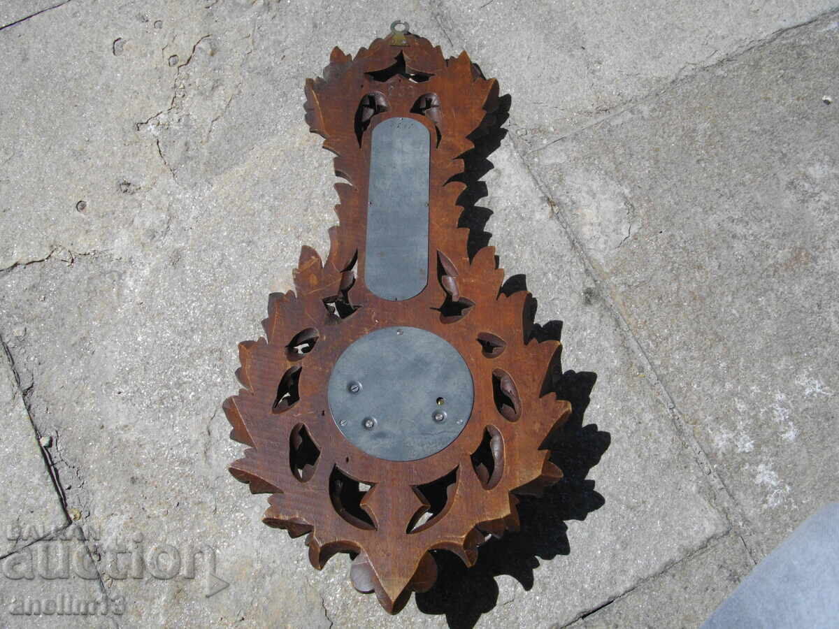 Delivery of OLD BAROMETER THERMOMETER BLACKWALD WOOD CARVING