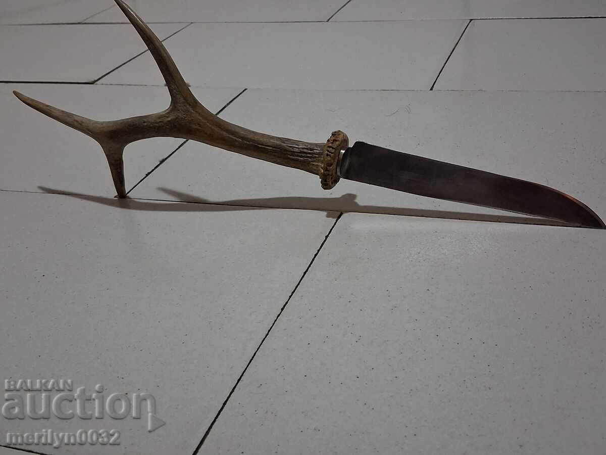 Hunting knife without sheath, roe deer antler handle with price € 75.41 | 147.49 BGN