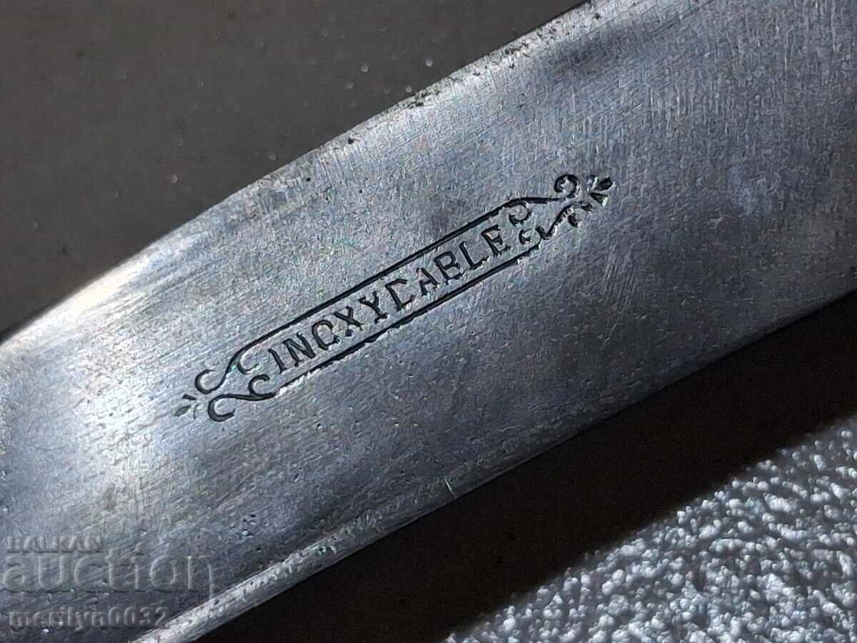 Auction  Hunting knife without sheath, roe deer antler handle