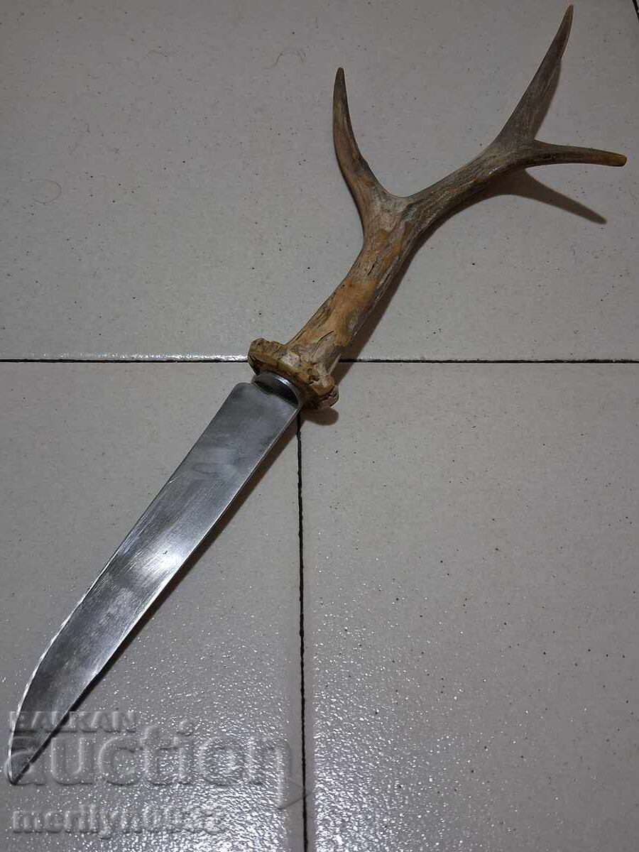 Hunting knife without sheath, roe deer antler handle - 6