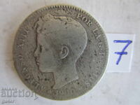 ❌Spania/1 pesetă 1900/Nr 7/argint 0.835/ORIGINAL❌