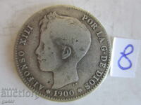 ❌Spain/1 peseta 1900/No 8/silver 0.835/ORIGINAL❌