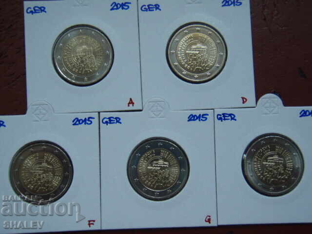 2 Euro 2015 Germania A, D, F, G, J „25 ani” Germania 2 euro cu preț € 28.89 | 56.50 BGN