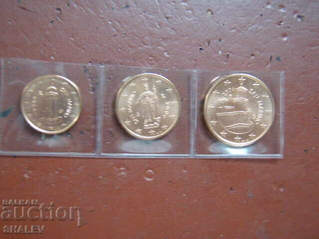 Аукцион 1, 2, 5 Cents 2006 San Marino (1.2 и 5 цента Сан Марино) Unc
