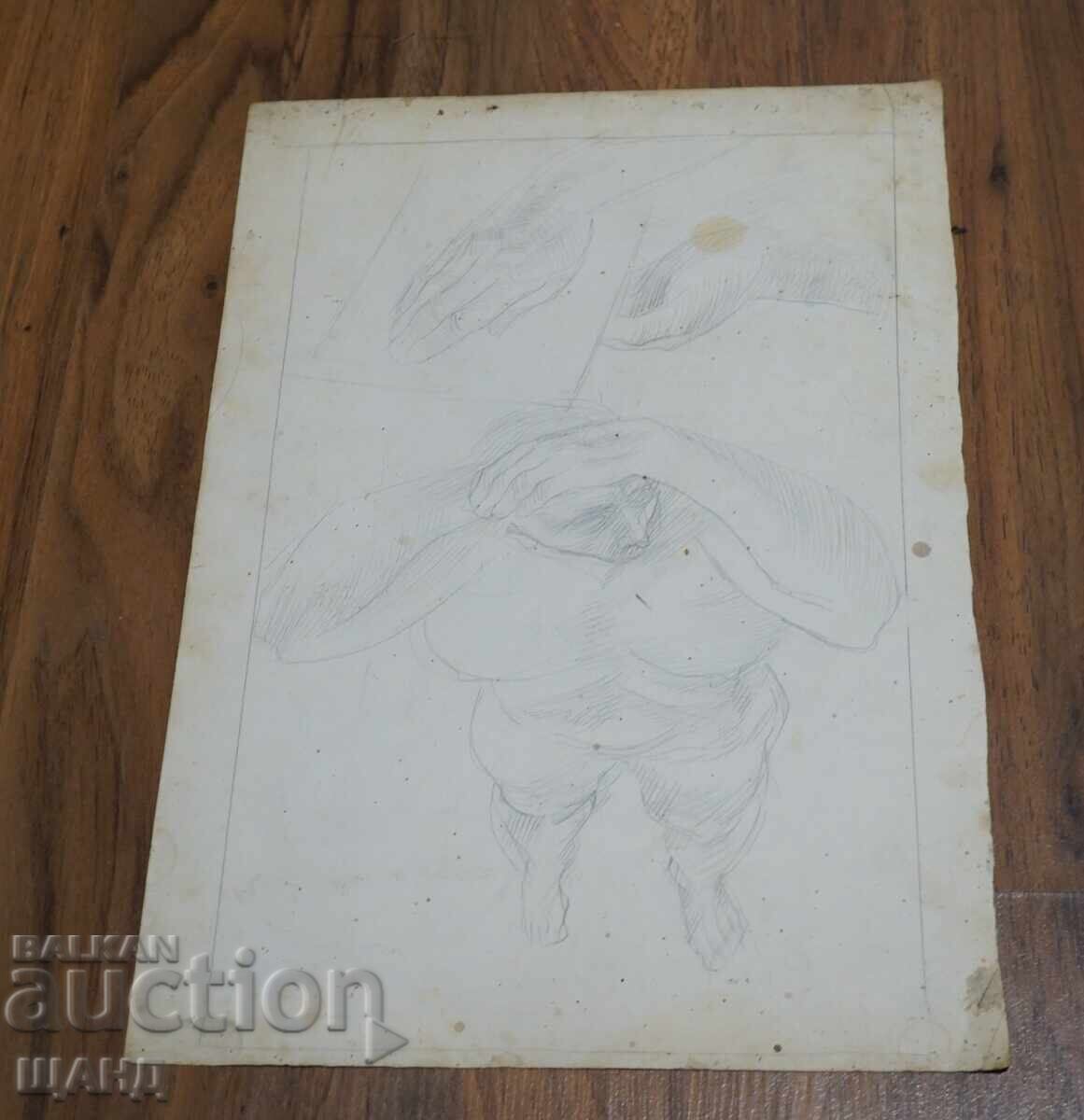 Old Master Drawing, Pencil, Erotic Painting, Nude Body