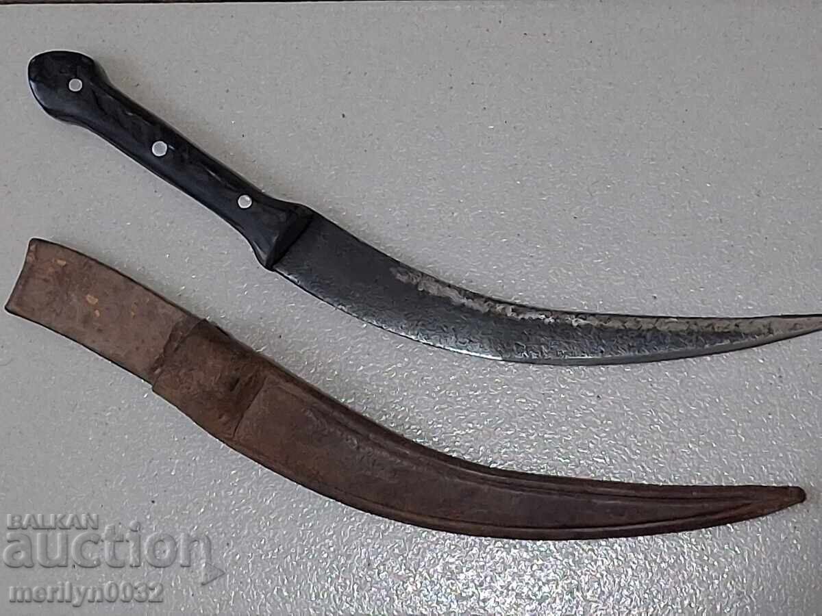 Δημοπρασία Παλιό χαντζάρι με θήκη κυρτό μαχαίρι τουρκικό μαχαίρι στιλέτο