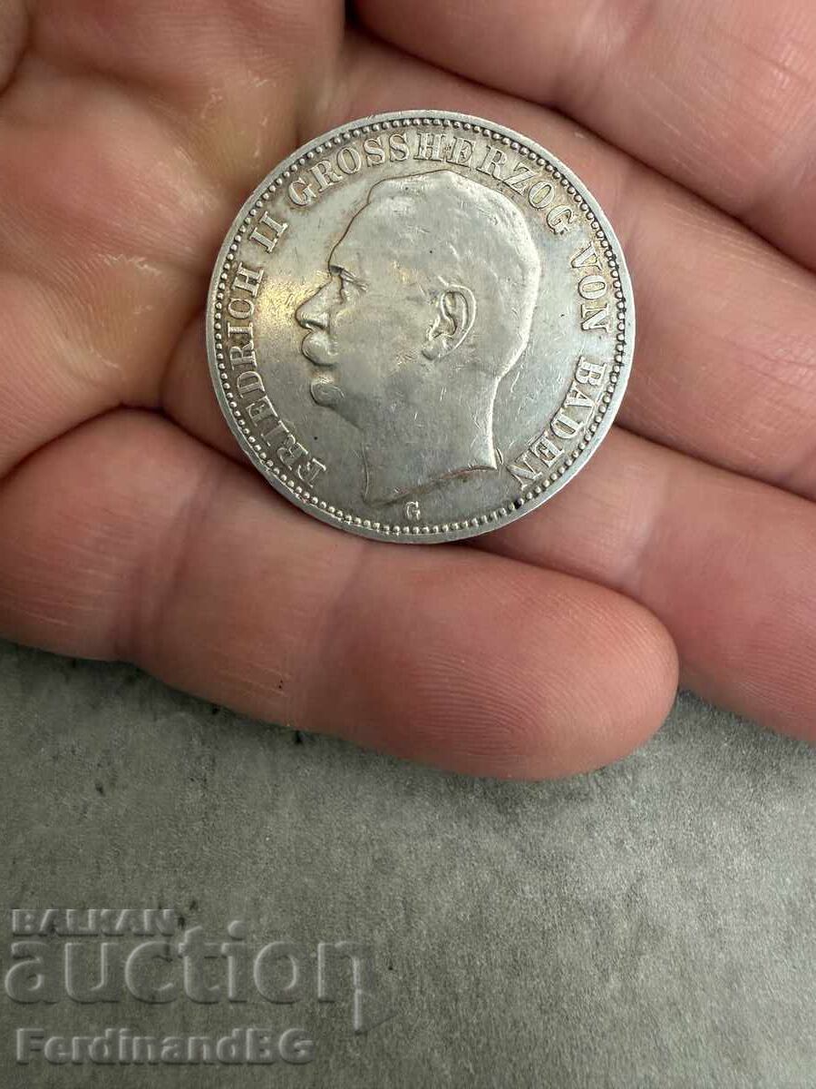 Silver coin 3 Marks 1910 Letter G