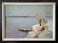 Картина, пейзаж, лодка, худ. Й. Парашкевов (1934-1987)