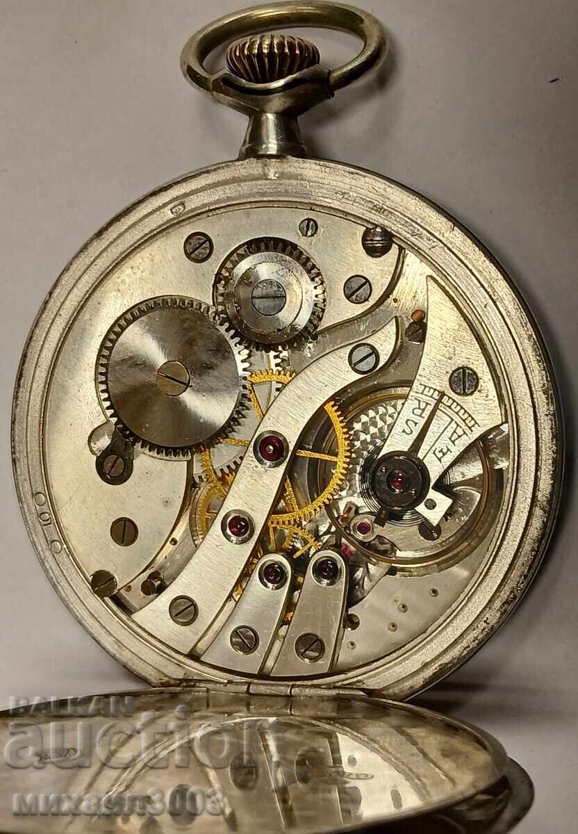 CEAS DE BUZUNAR ELVEȚIAN VECHI DIN ARGINT CU NIELO - 6 CEAS DE BUZUNAR ELVEȚIAN VECHI DIN ARGINT CU NIELO - 6