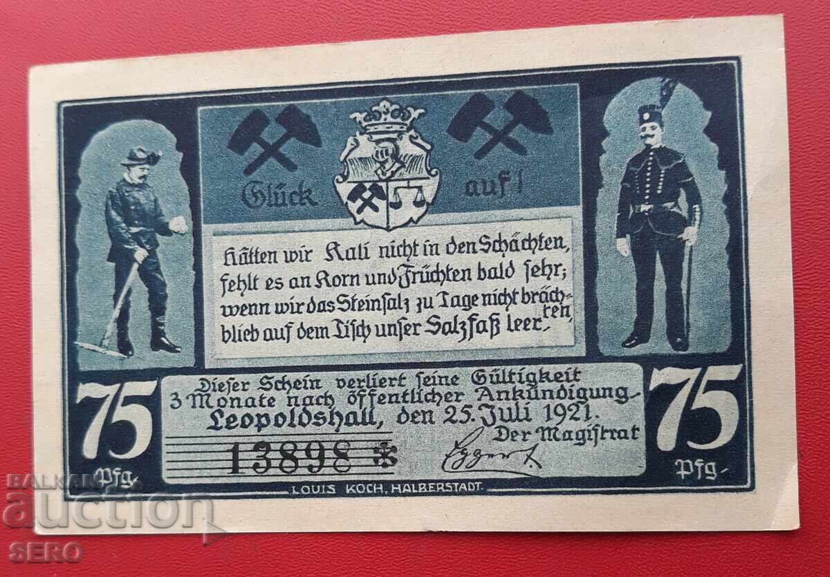 Bancnotă-Germania-Saxonia-Leopoldshal-75 pfennig 1921 cu preț € 1.01 | 1.98 BGN