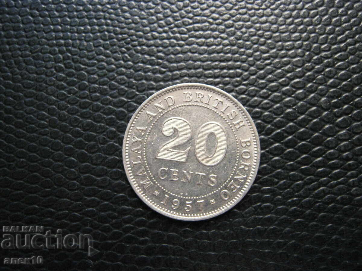 Малая § Борнео  20  цент   1957   м